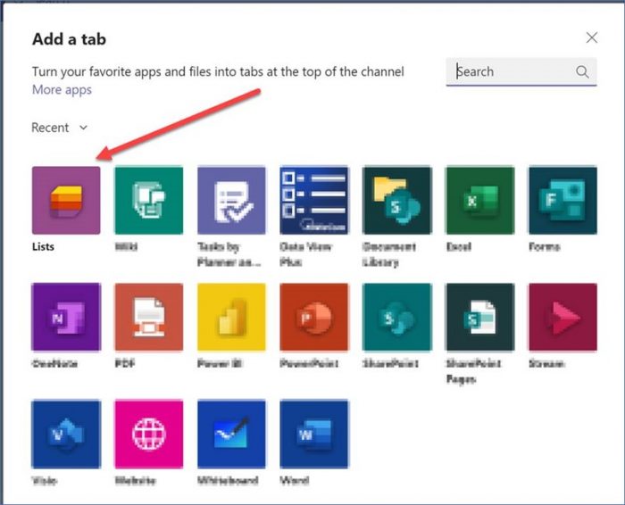 add a tab Microsoft teams