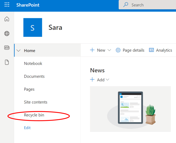 how to find SharePoint recycle bin 